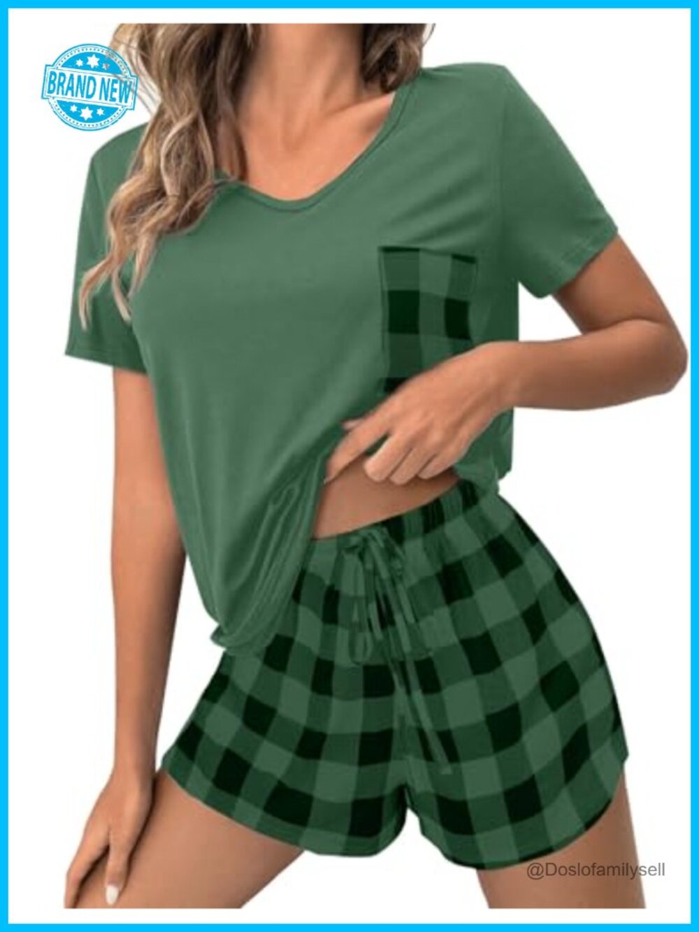 Women's Pajama Set 2-Piece V-Neck Top & Shorts Loungewear Sleepwear